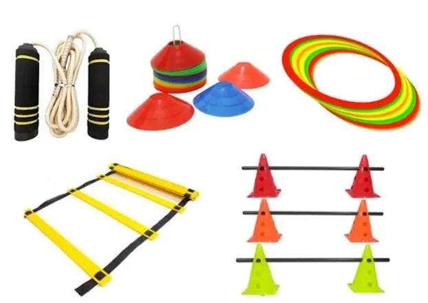 Kit Corda Profis Cones Furados Color Pratos Color Argolas Barras e Escada Pvc