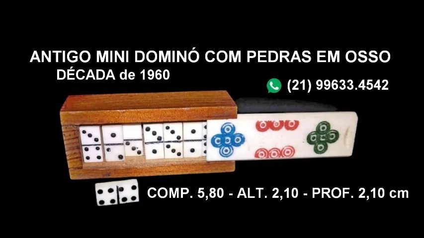 Antigo mini Dominó com pedras em osso. - Foto 4