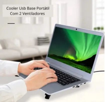 Suporte Base Notebook Com Cooler (2 Ventiladores) De Ventilação (z358) - Foto 4