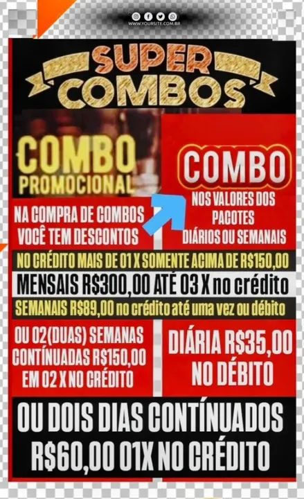 R35,00 combos promocionais de pacotes, leia a descrição