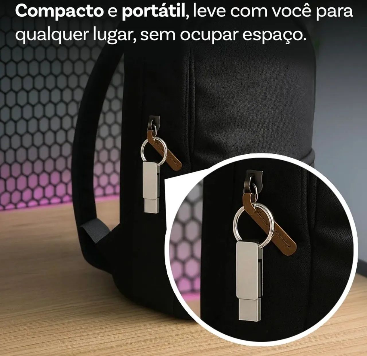 Pendrive 32gb Tipo C Usb Pcs Para Celular Portatil Chaveiro<br><br> - Foto 2