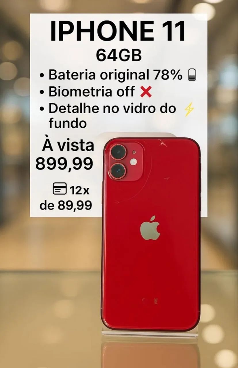Vendo iPhone 11 , sem Face ID, fundo com um trinco