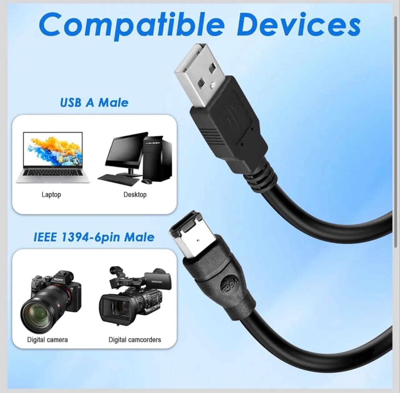 Cabo FireWire USB raro e novo  - Foto 2