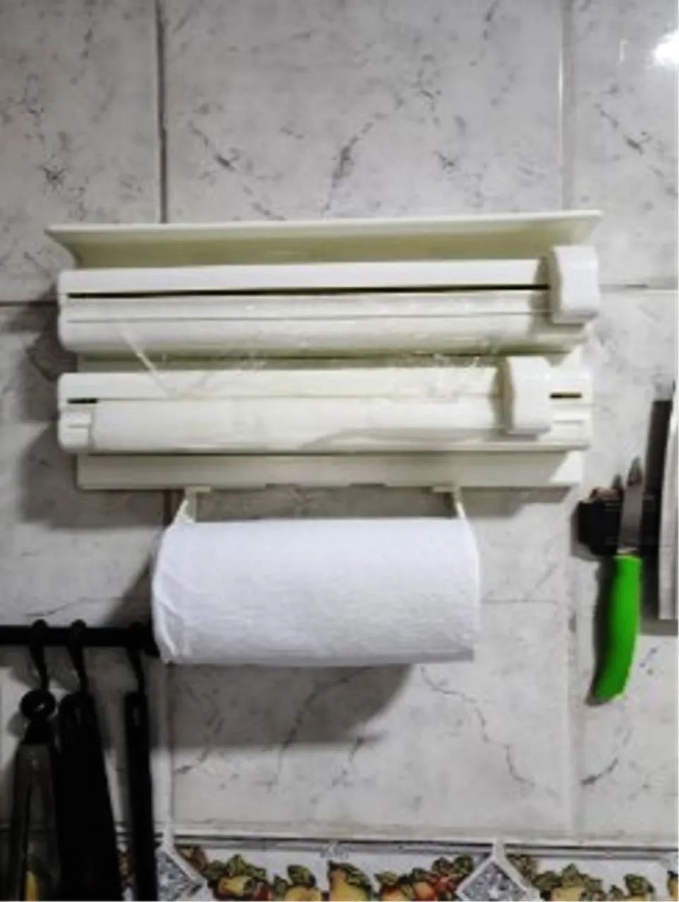 Suporte Porta Toalha de Papel Alumínio Plástico Filme de Cozinha 3 X 1 - Foto 5