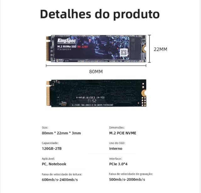 SSD M.2 256GB NvMe Pcie 3.0 Pc Note Novo  - Foto 3