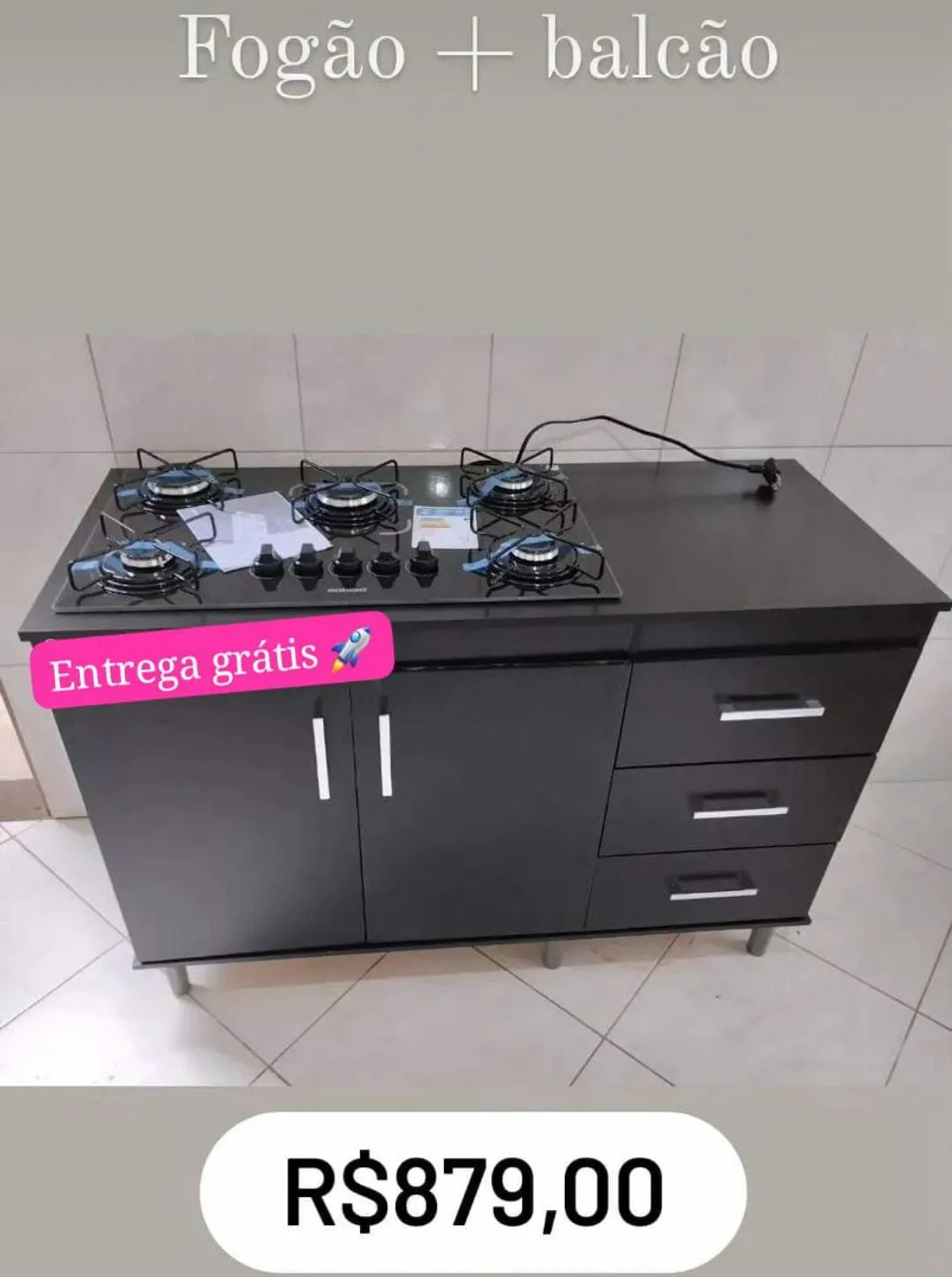 Fogão Cooktoop 5 bocas + Balcão - Novo - Entrega Grátis