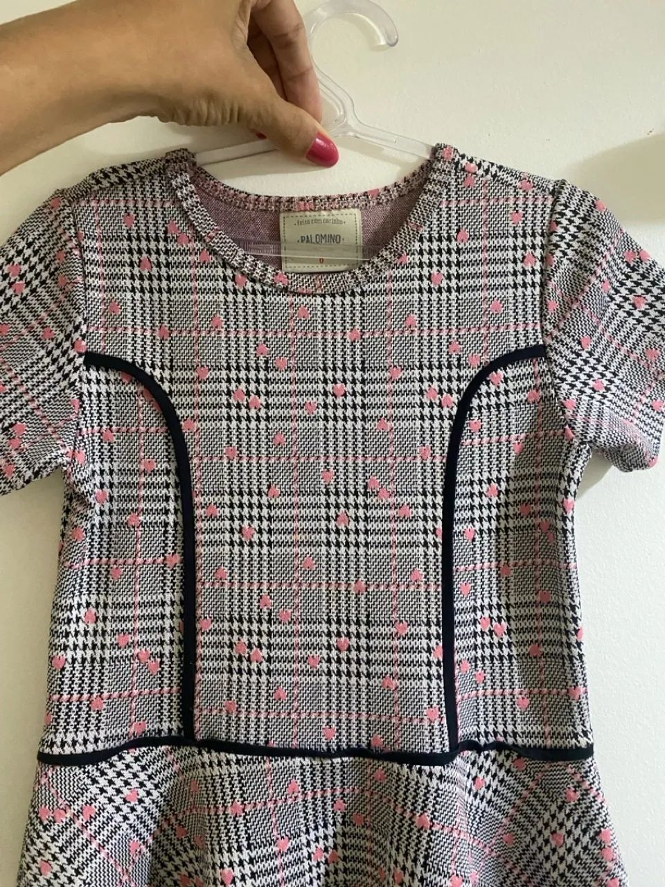 Vestido Infantil xadrez rosa e preto C&A - Foto 2
