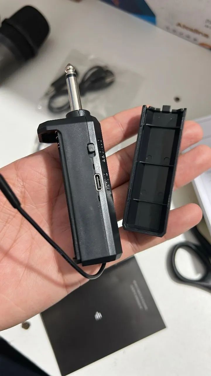 Par de microfones com display de LED + receptor recarregável  - Foto 5