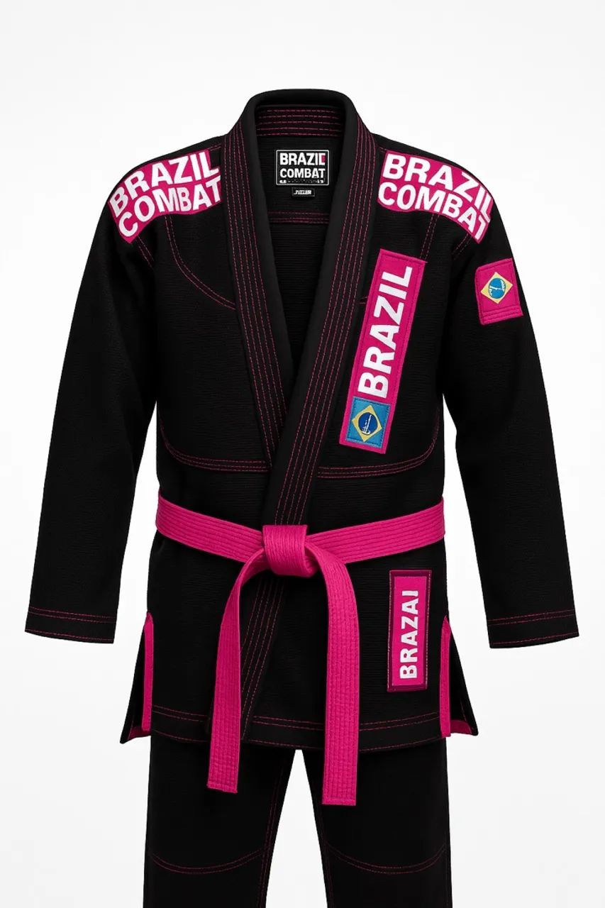Kimono Infantil Feminino Brazil Combat - Leve, Resistente e com Detalhes Rosa Estilosos - Foto 3