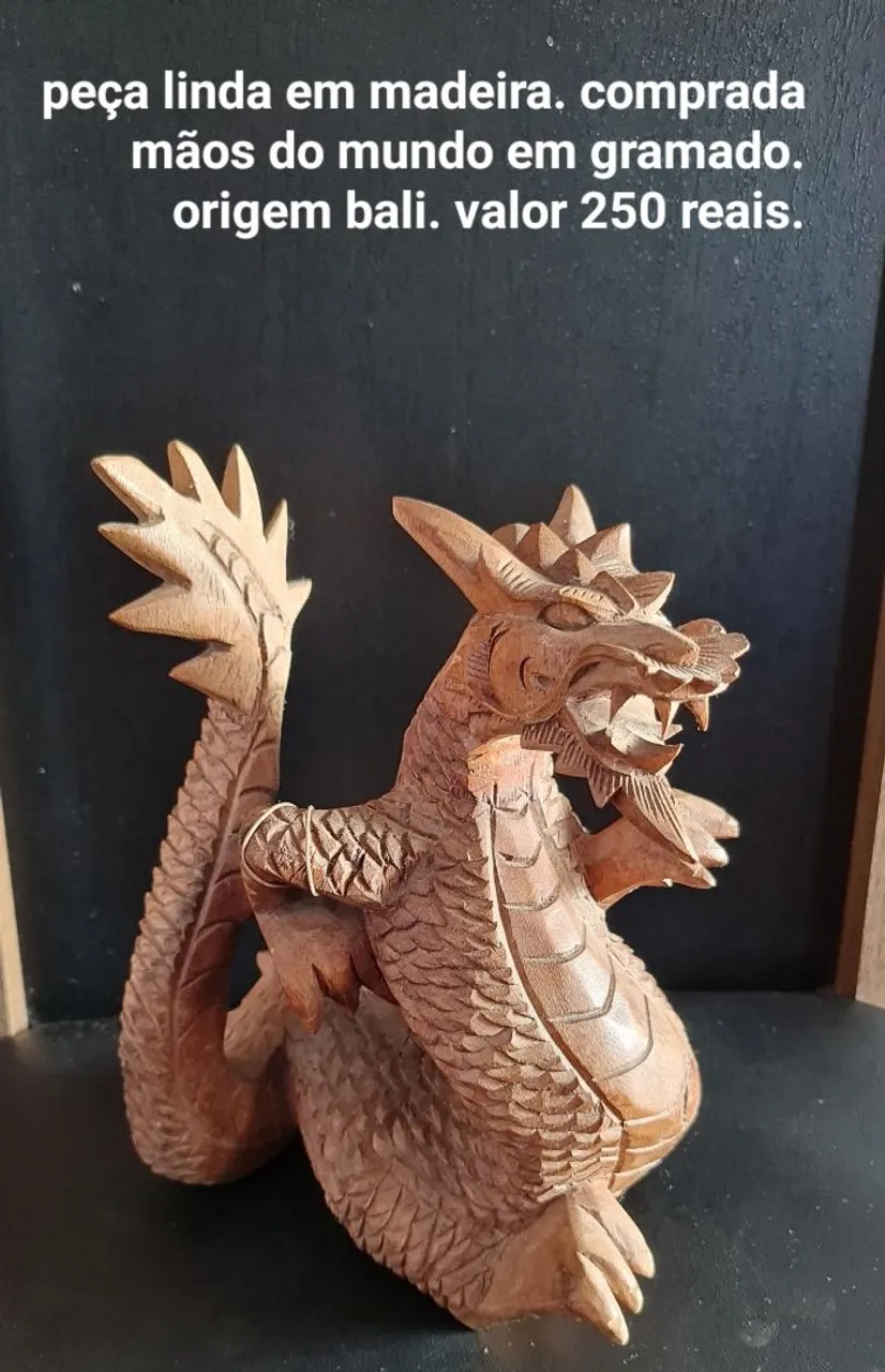 Escultura Dragão em Madeira - Bali