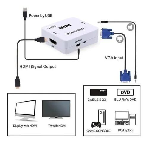 Adaptador Conversor De Vga Para Hdmi Com Saída P2 Som Áudio - Foto 5