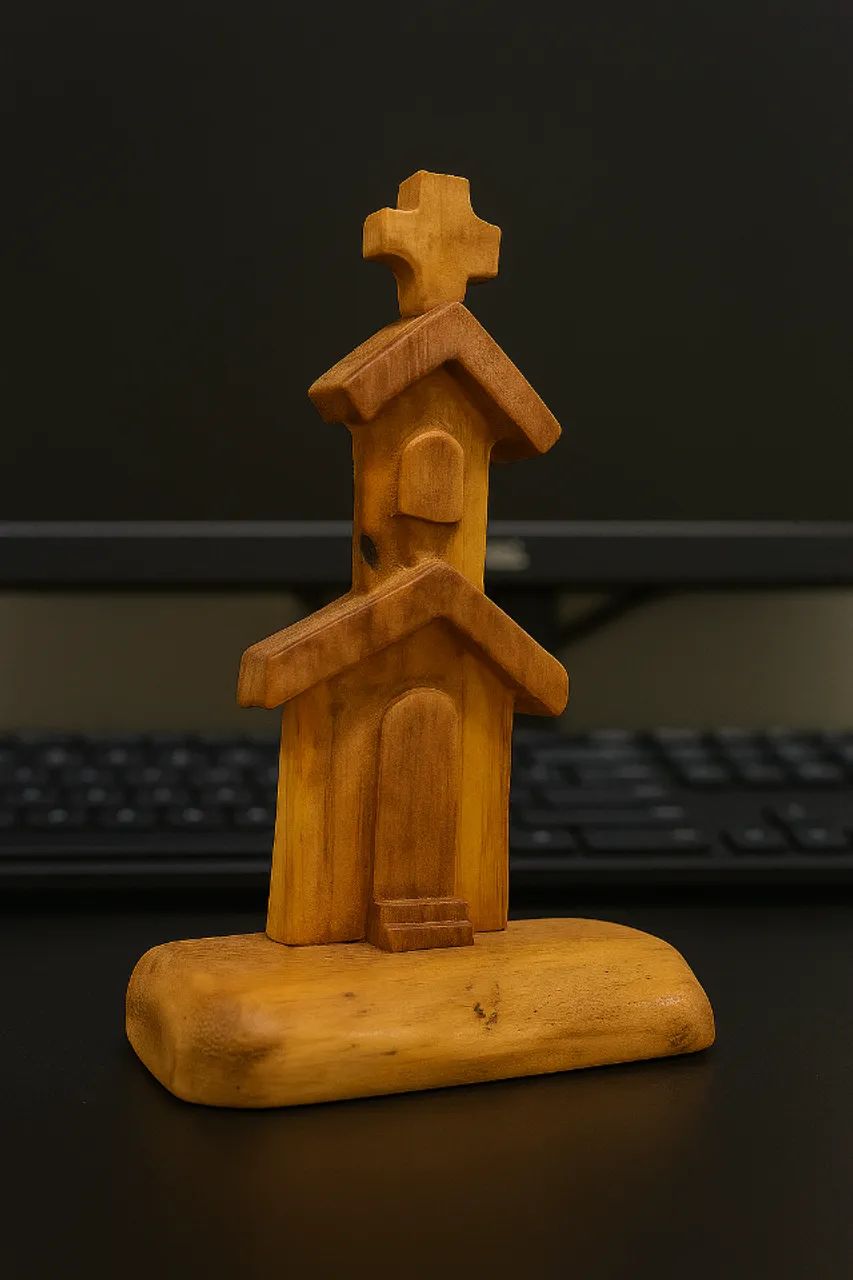 Decoracao - Igreja em Madeira - Enfeite de Igreja em Madeira Alto Relevo