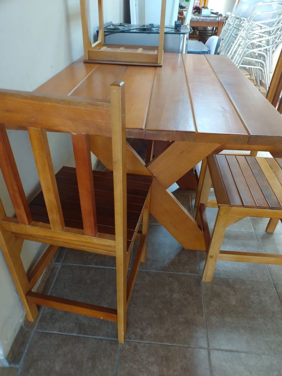 Mesa com cadeiras madeira - nova65060623689987121