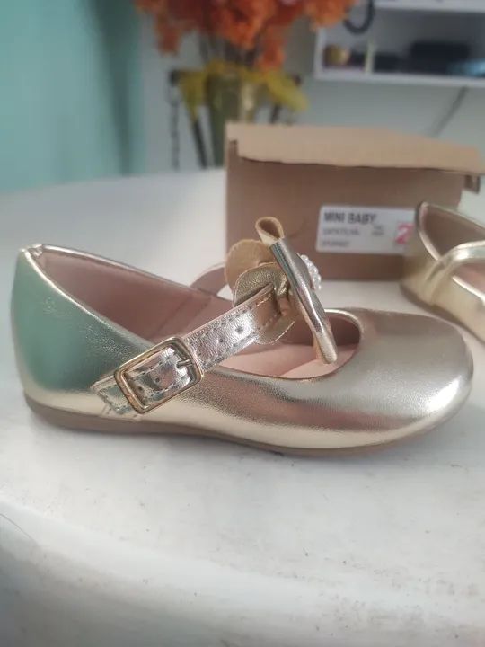 Sapatilhas Douradas Bebê Mini Baby Nº 21 - Foto 4