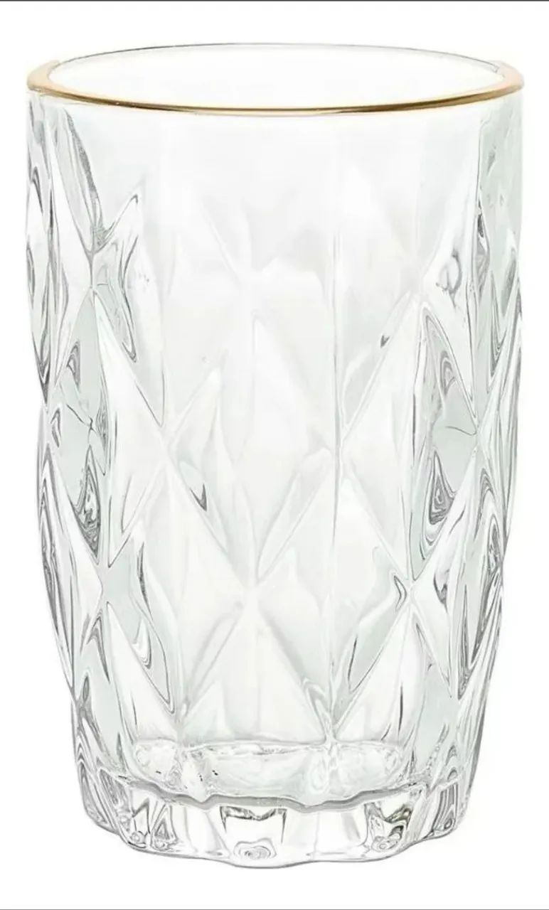 Kit copos de vidro sofisticados borda dourada - Foto 2