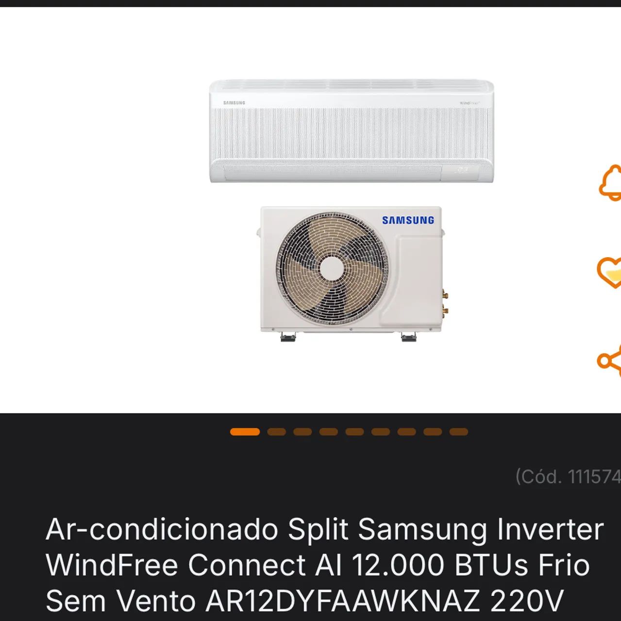 Ar Condicionado Split Samsung Inverter WindFree 12.000 BTUs Frio