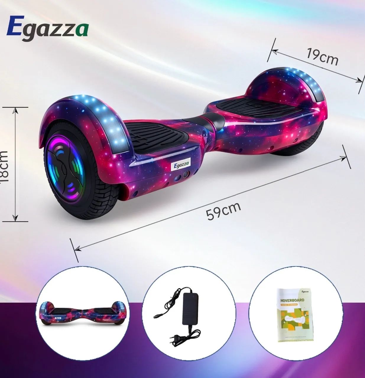 Hoverboad skate eletrico 6,5 Aurora led bluetooth e bolsa de transporte  - Foto 4