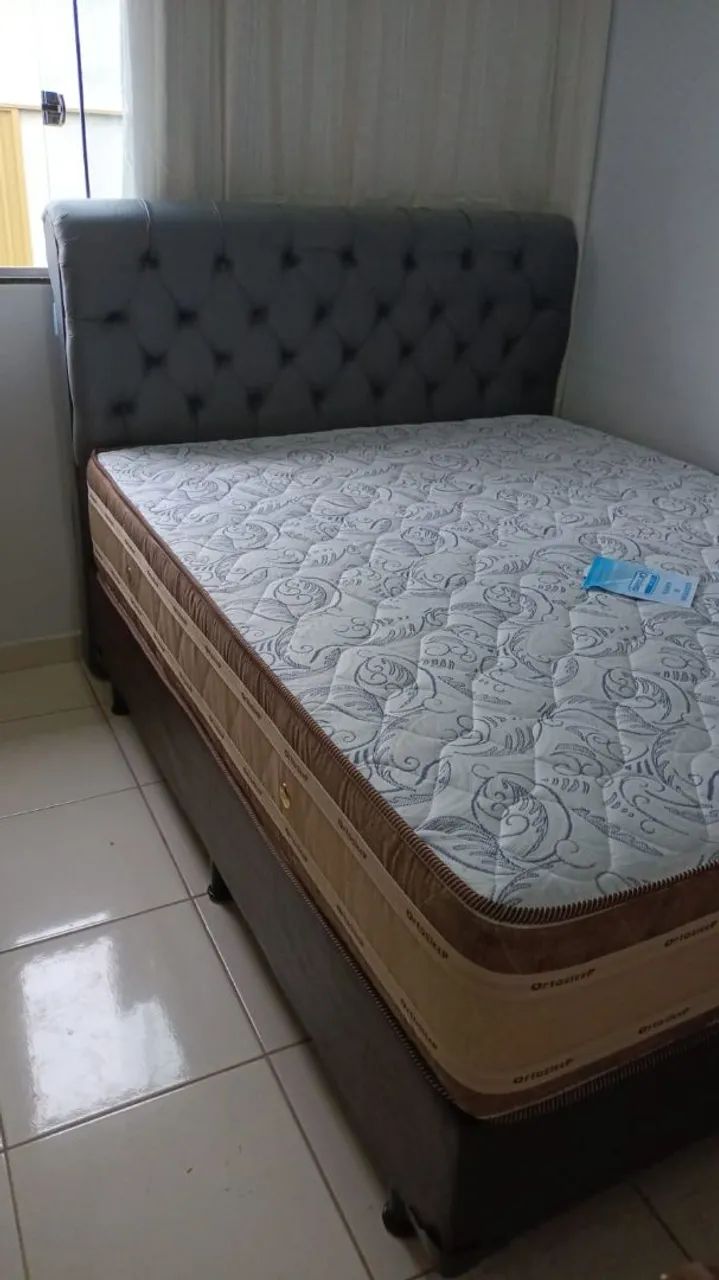 Cama casal com colchão New Life e cabeceira