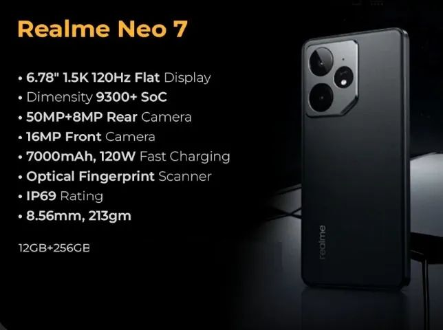 REALME NEO 7 - DIMENSITY 9300 Plus - bateria 7.000 Mah - 12/256 gb