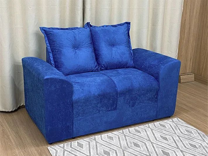 Conjunto Sofá 2 e 3 Lugares Suede Azul - Foto 3