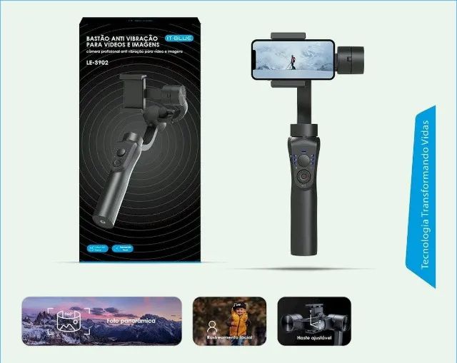 Gimbal estabilizador de imagem Bastão Pro IT Blue LE3902 novo e lacrado. - Foto 5