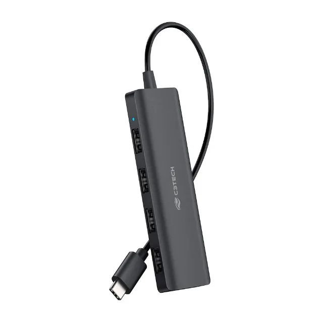 Hub USB-C 2.0 4 Portas C3Tech HU-C230BK - WZetta