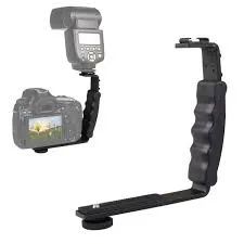 Manopla Flash Bracket "L" com Sapata para Câmera DSLR ou Filmadora - Foto 3