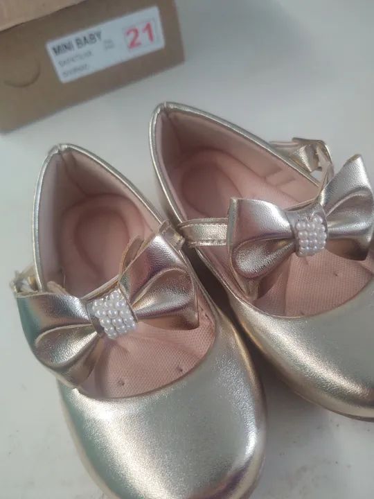 Sapatilhas Douradas Bebê Mini Baby Nº 21 - Foto 5