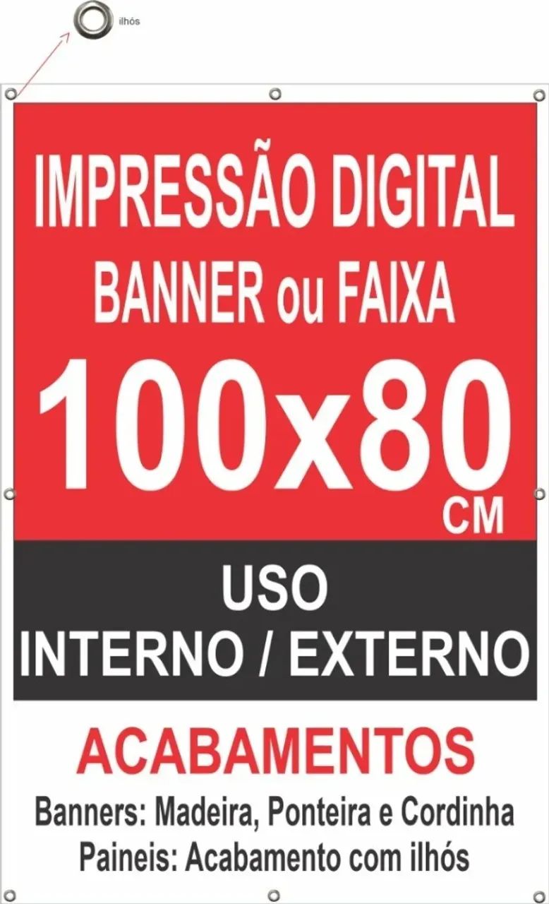 Banner Personalizado  100cmx80cm c/ madeira ou ilhós Arte Pronta vertical ou horizontal - Foto 2