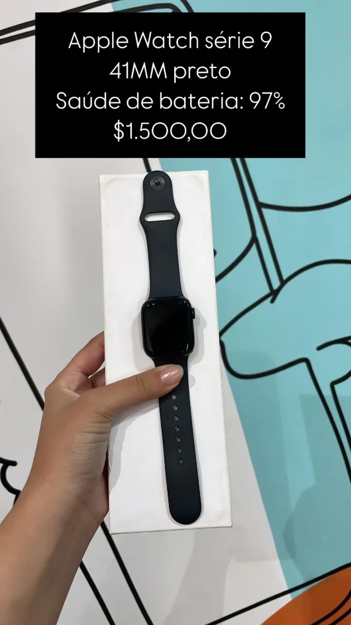Apple Watch série 9 / 41MM preto / saúde de bateria: 97% / loja física / $1.500,00