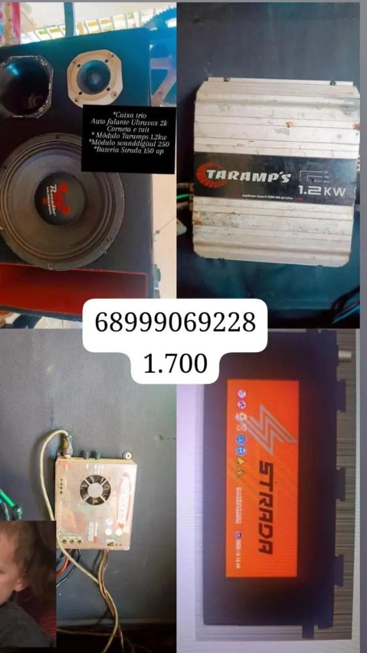 Som Auto Completo - Ultravox 2k, Taramps 1.2kw, Soundigital 250 e Strada 150 ap