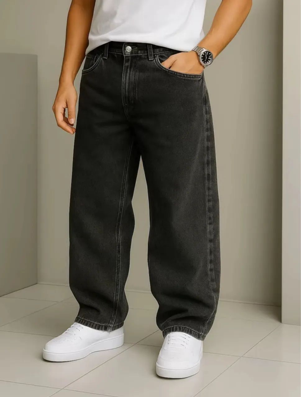 Calça Balão Calca Jeans Masculina Bag Boca Larga Streetwear Plus