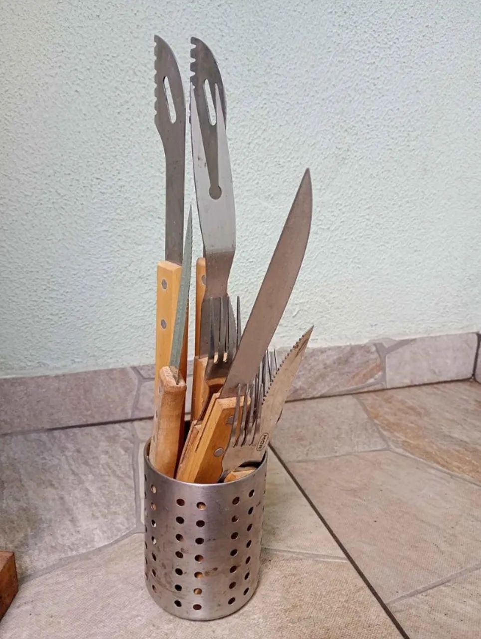 Jogo churrasco inox Mor em Aço / MDF Marrom 36 cm x 3 cm x 4 cm - Foto 3