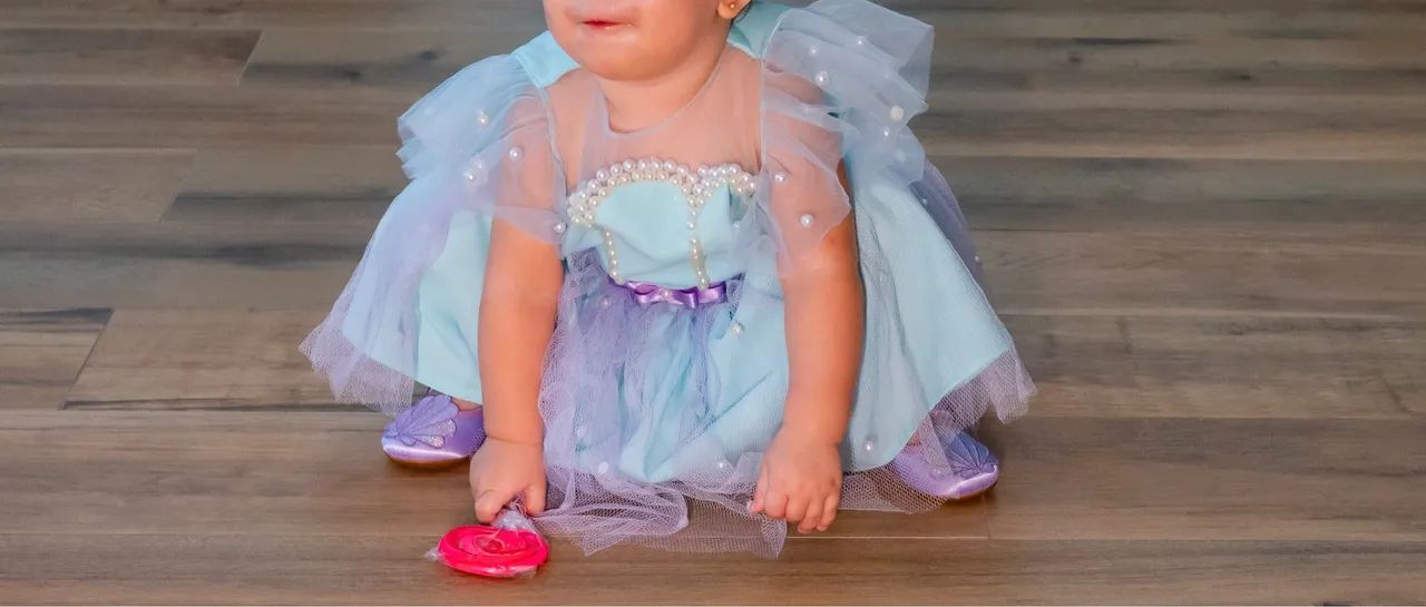 Vestido modelo concha do mar aniversário de 1 ano 