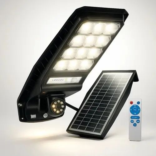 Refletor Solar LED C/ Câmera Wi-Fi + Sensor Presença + Controle | IP67