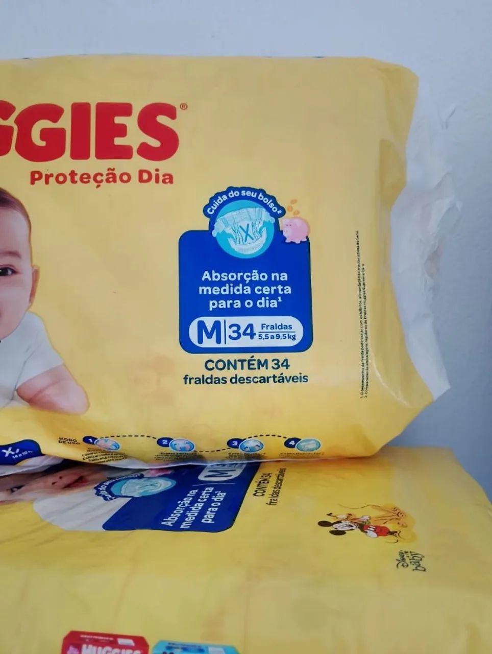 4 pacotes de fraldas tamanho M (LACRADOS) - Foto 3