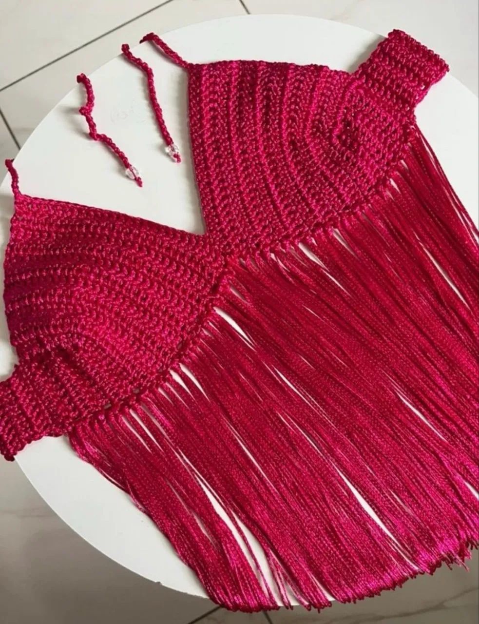 Top de Crochê Rosa Pink - Feito a mão 