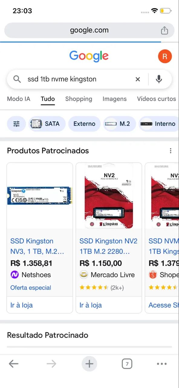 Ssd 1tb nvme kingston 