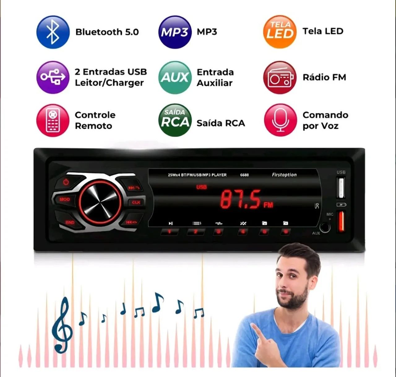 Som Automotivo com Bluetooth - Foto 5