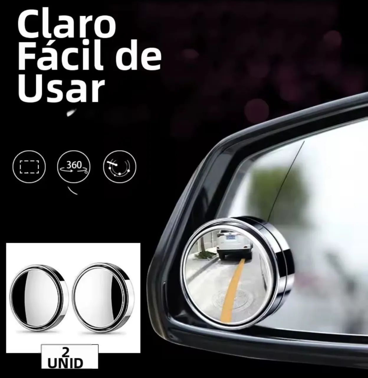 Espelho retrovisor ajustável 360 graus - Foto 2