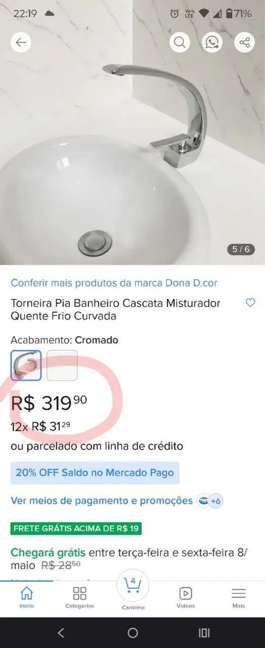 Torneira Luxo Bancada Inox Excelente  - Foto 3