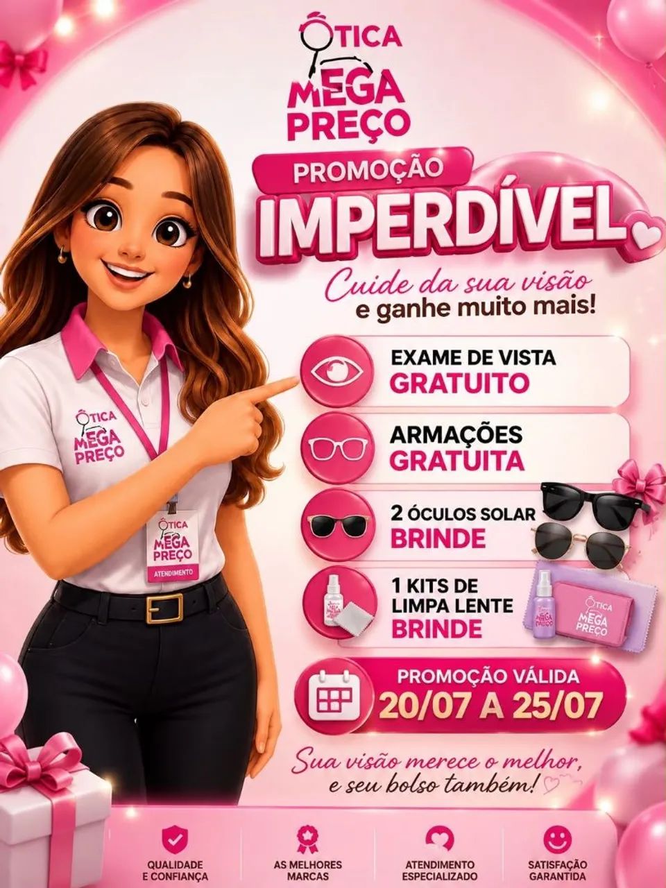 Óculos de vários modelos.