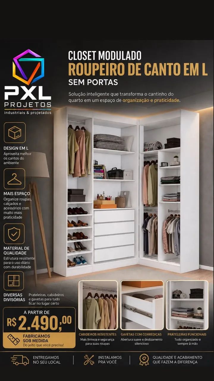 Closet Modulado em L