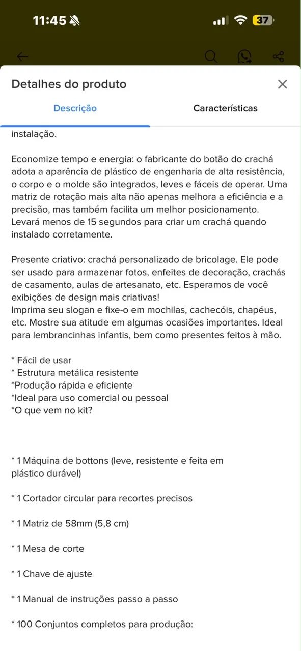 Vende-se máquina de botons nunca usada 