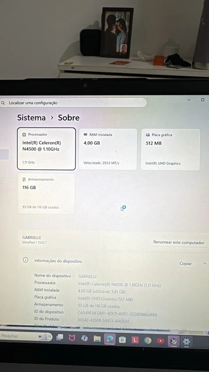 Notebook Lenovo IdeaPad 1 15UL7 Celeron N4500 4GB 128GB - Foto 4