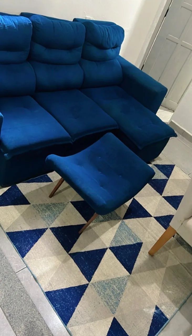 Sofá 3 Lugares Retrátil Cama Inbox, Cor azul  - Foto 2