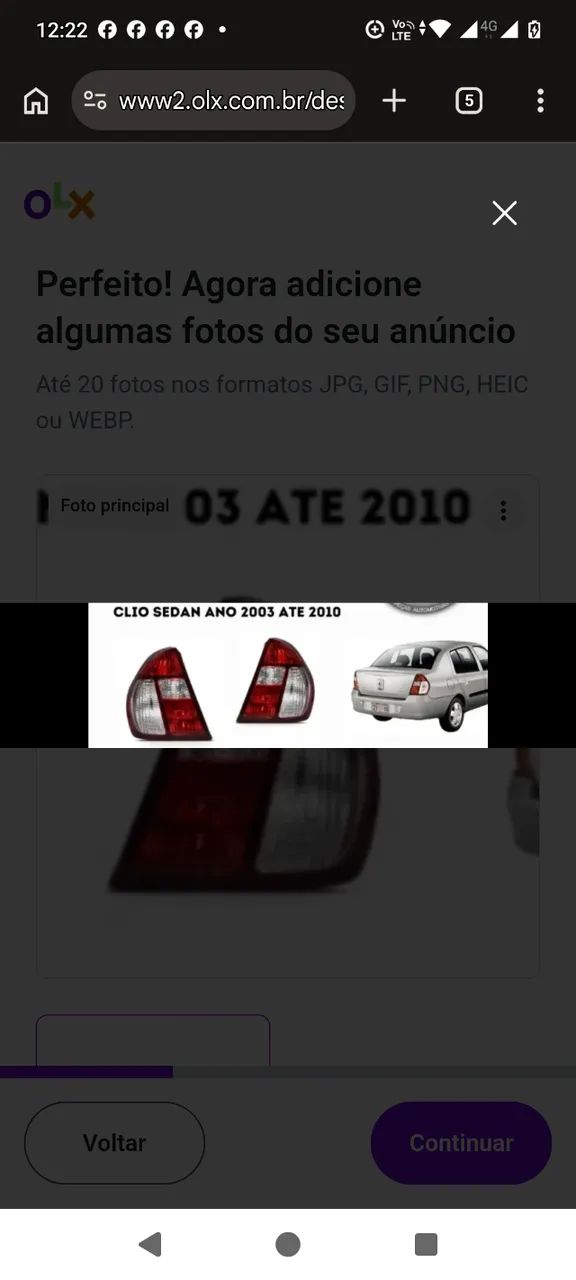 Lanterna do Clio  Esq. e Dir.