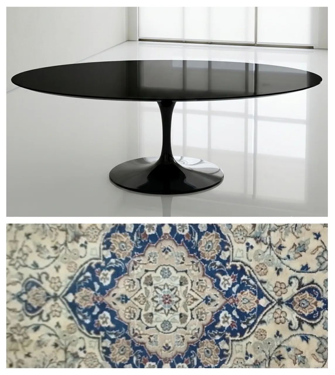 Mesa Design Saarinen Preta com pé moldado estilo Taça  - Foto 2