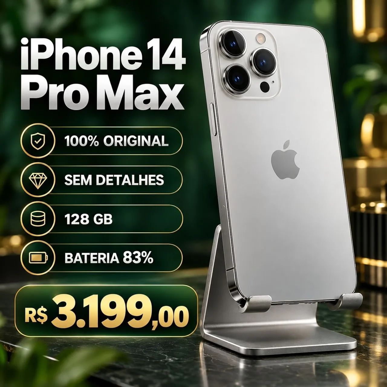 iPhone 14 Pro Max Prateado 100% original