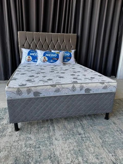 Cama Conjugada de Casal Nosso Sonho Branco/Cinza